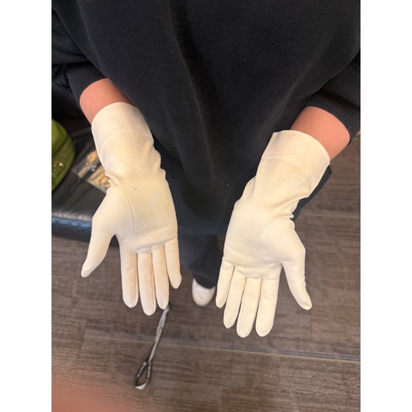 Vintage Christian Dior Sea Island Cotton Gloves Ivory Size 7 Circa 1960s French - Picture 10 of 13
